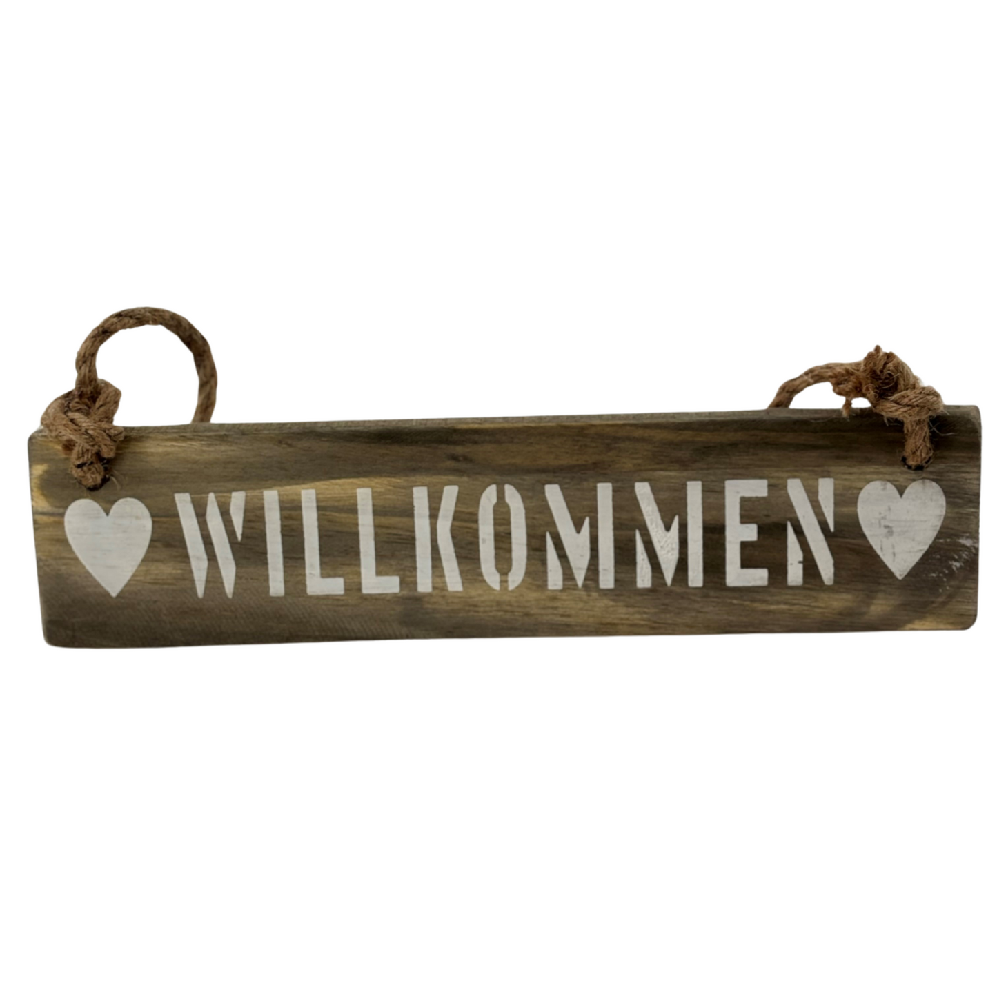 Holz-Schild Willkommen