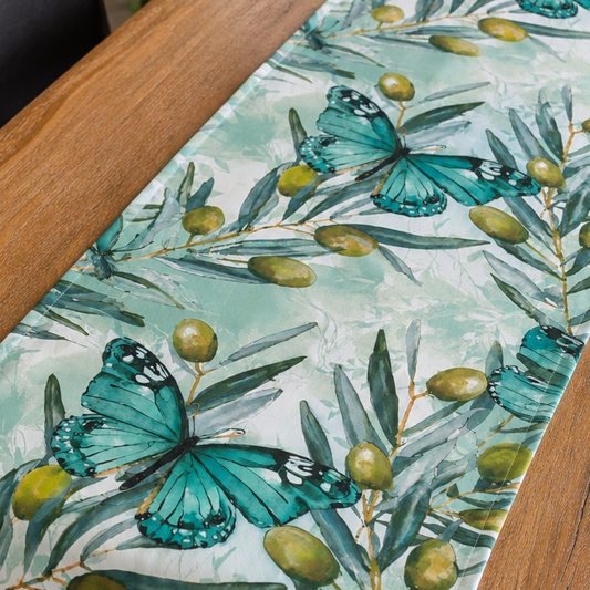 Outdoor Tischläufer INSTYLE mit Oliven-Print 140x40 cm