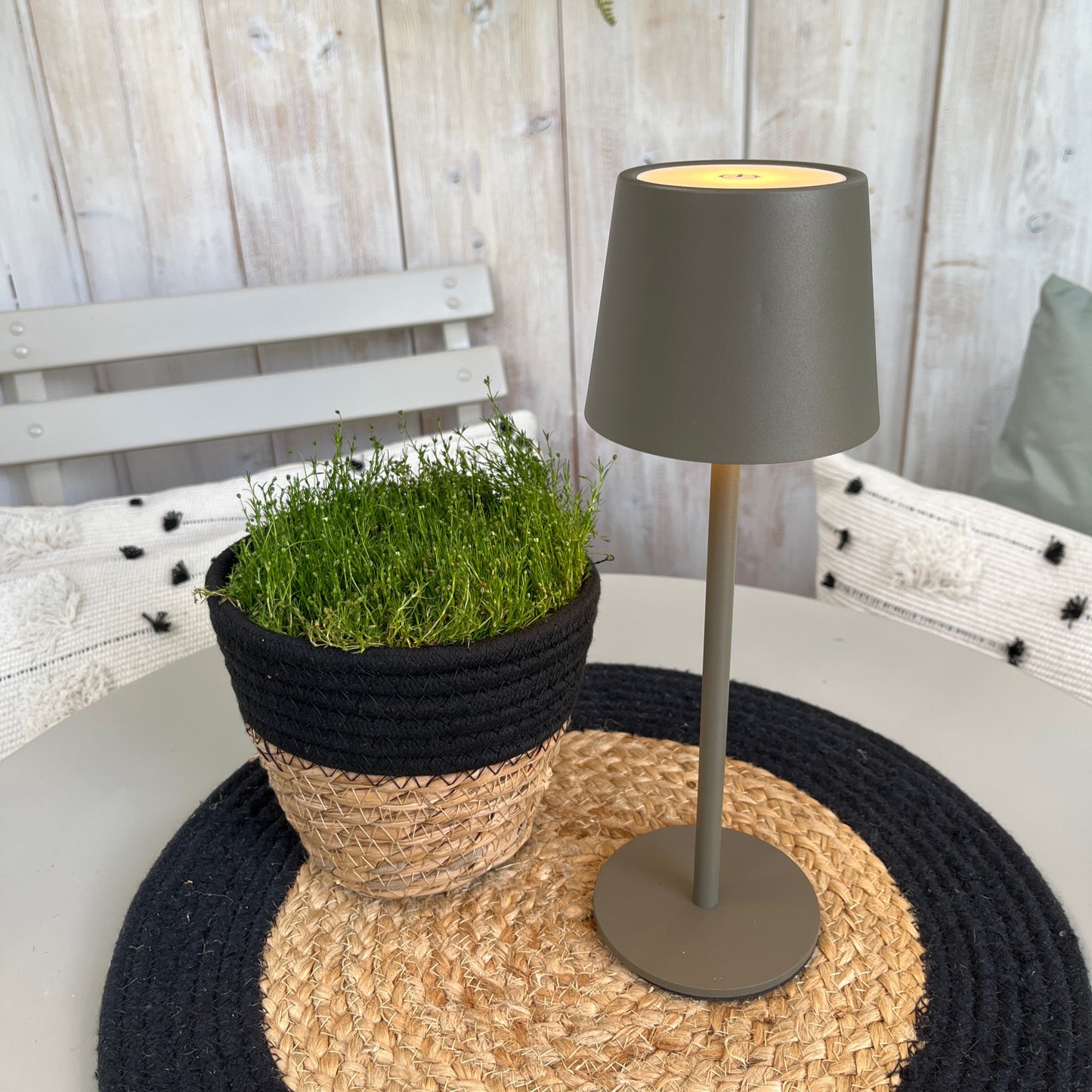 Tischlampe LED matt taupe 27,5 cm | Anna`s Collection