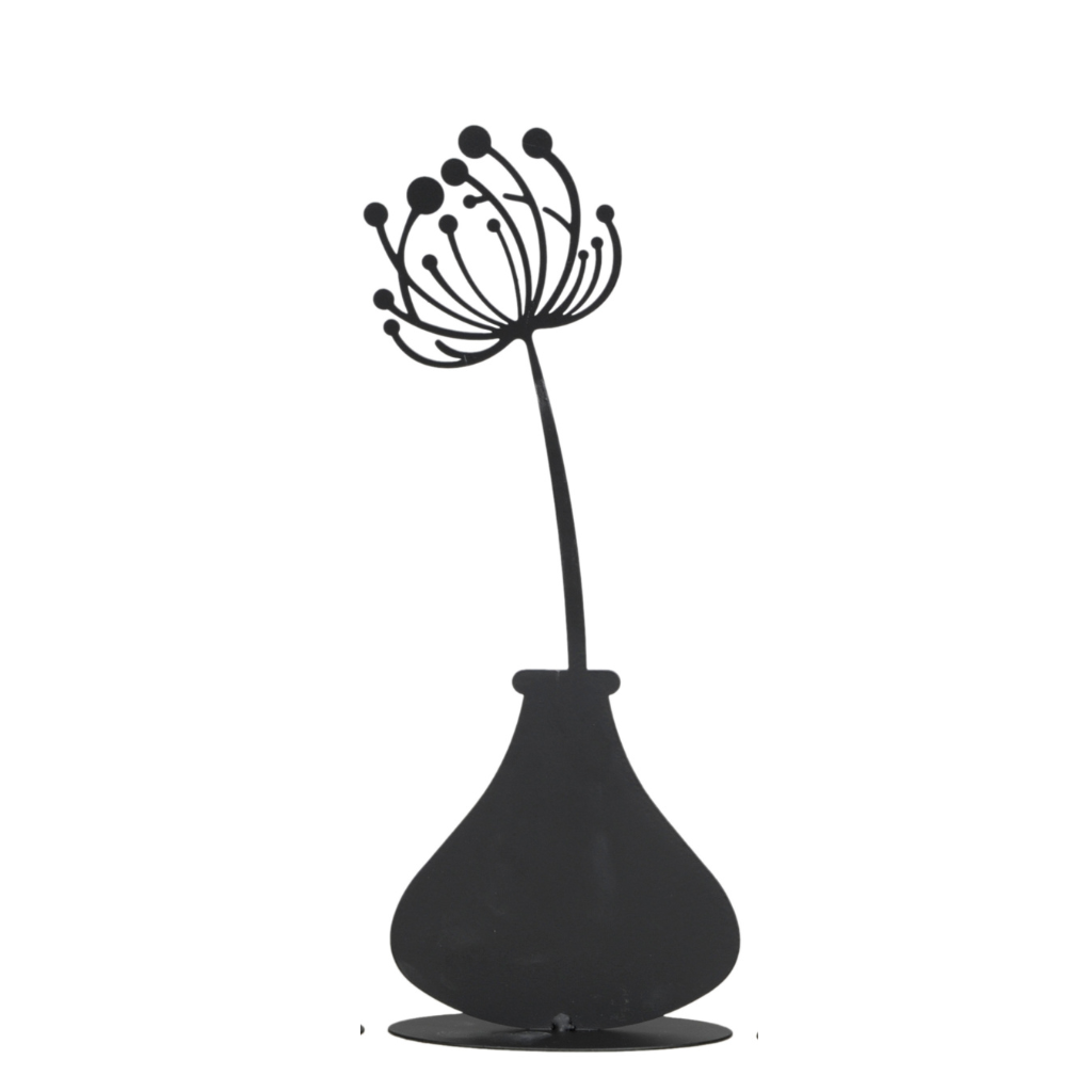 Metallsilhouette Vase mit Blume