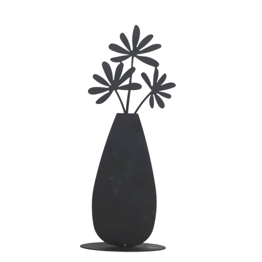 Metallsilhouette Vase mit Blume