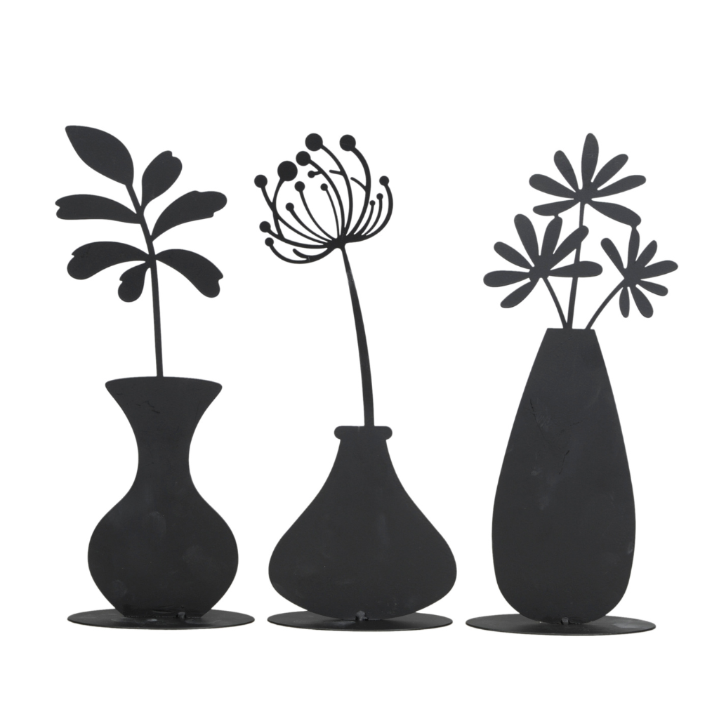 Metallsilhouette Vase mit Blume