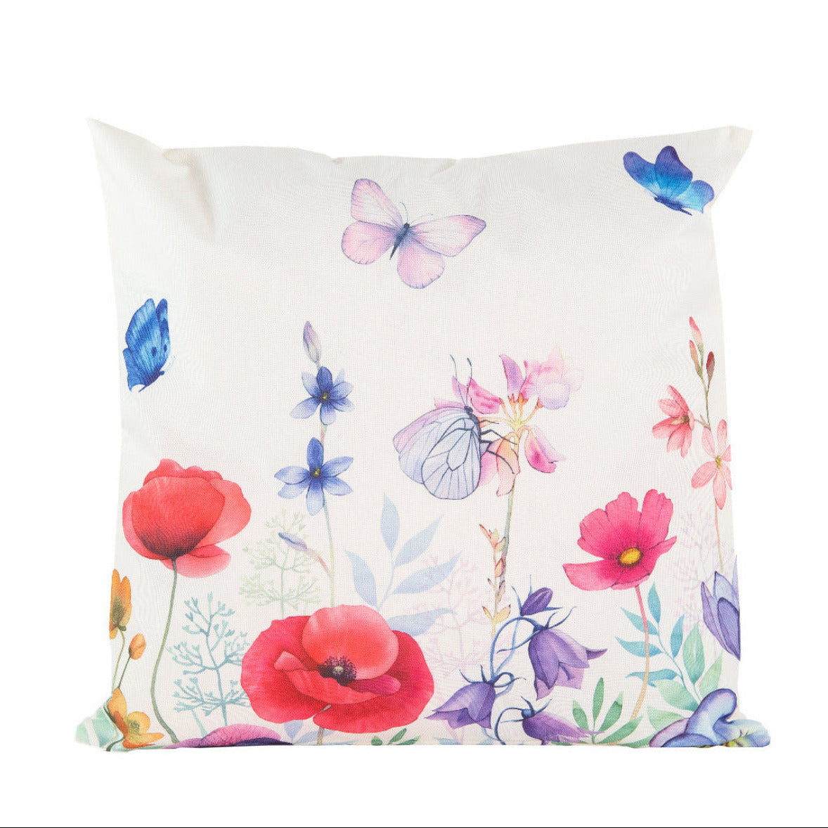 Outdoor-Kissen mit Feldblumen und Schmetterling Motiv
