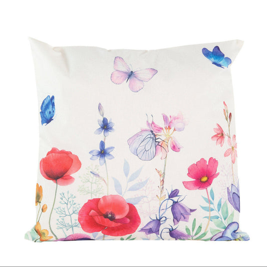 Outdoor-Kissen mit Feldblumen und Schmetterlingen