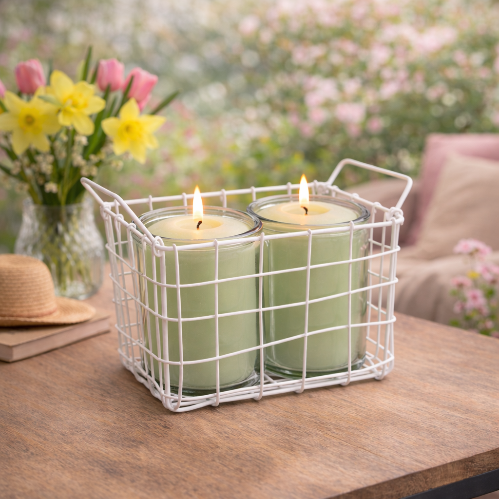 Draht-Körbchen mit 2 Gläsern (3tlg.)