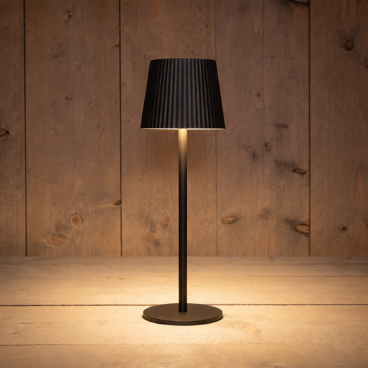 Tischlampe LED geriffelt matt schwarz 27,5 cm | Anna`s Collection