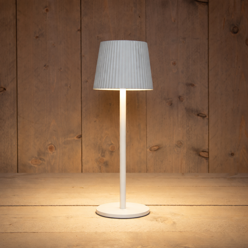 Tischlampe LED geriffelt matt weiß 27,5 cm | Anna`s Collection