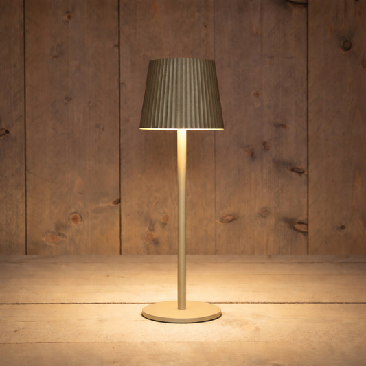 Tischlampe LED geriffelt matt oliv 27,5 cm | Anna`s Collection