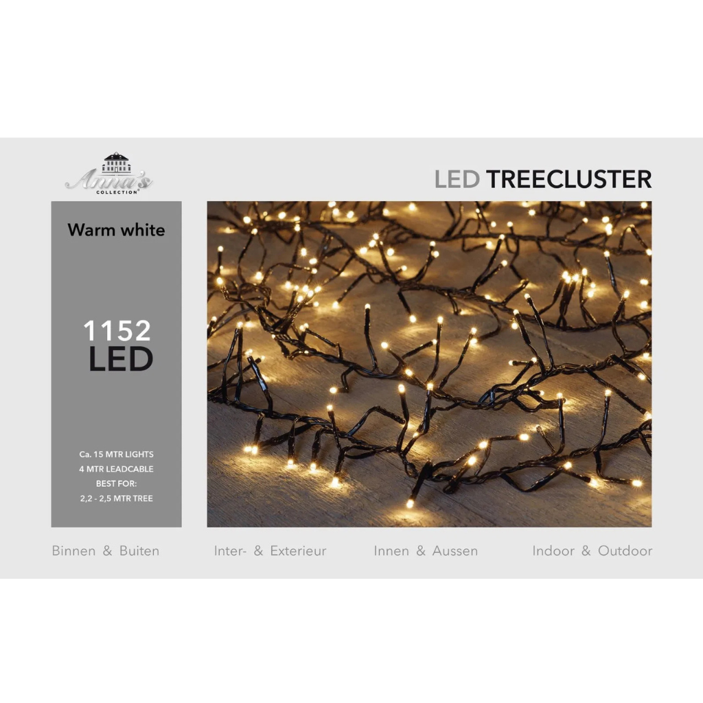 Cluster-Lichterkette mit 1152 warmweißen LEDs