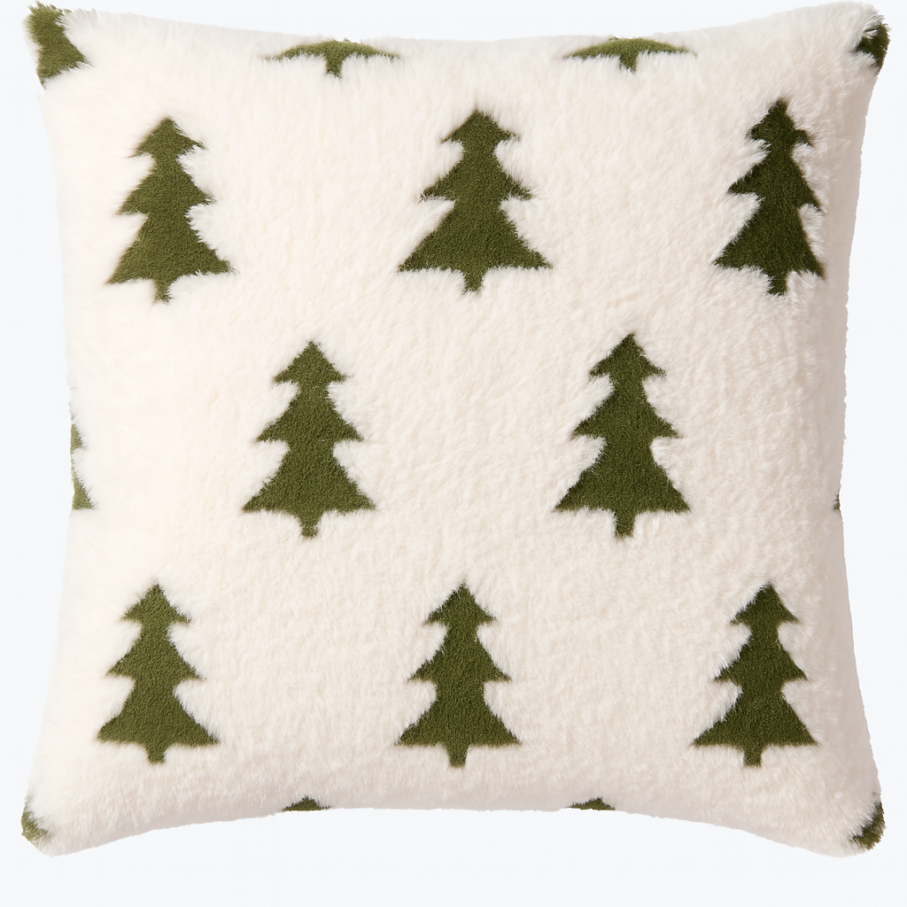 Kuscheliges Dekokissen mit Tannenbaum-Motiv