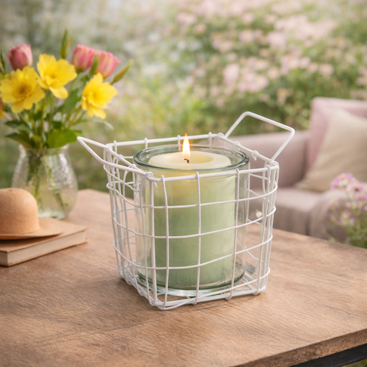 Draht-Windlicht weiß