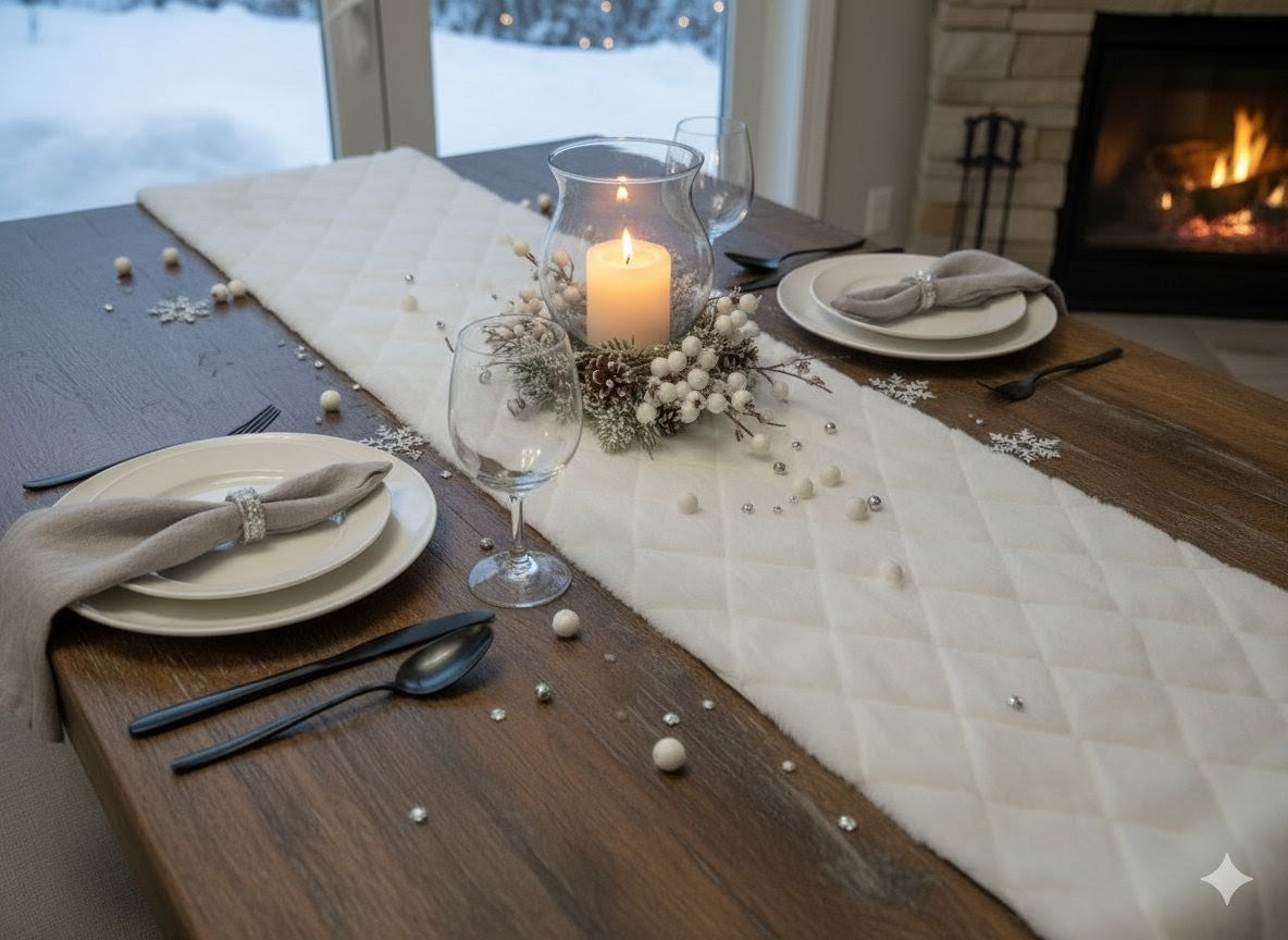 Moodshot Tischläufer Kunstfell naturweiß 