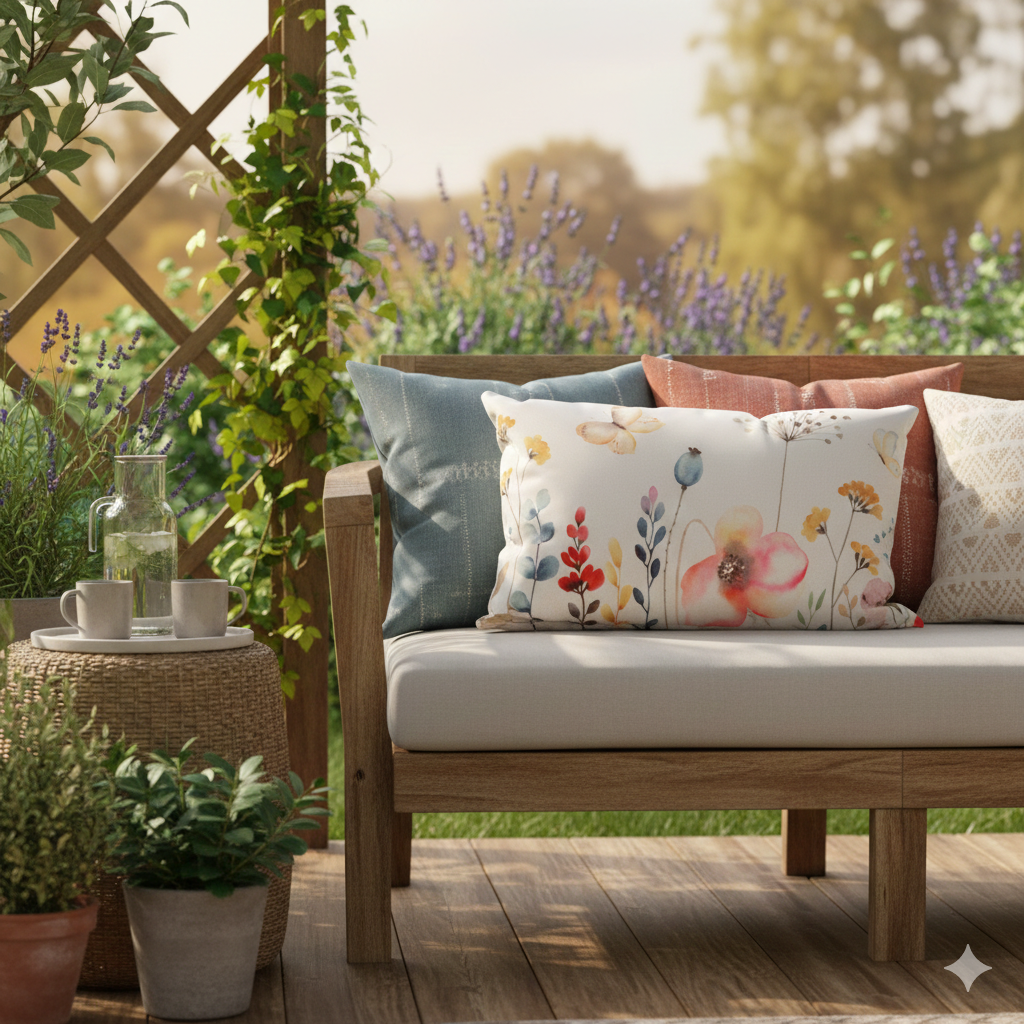 Outdoor-Kissen mit Feldblumen-Motiv 30x50 cm | Anna`s Collection