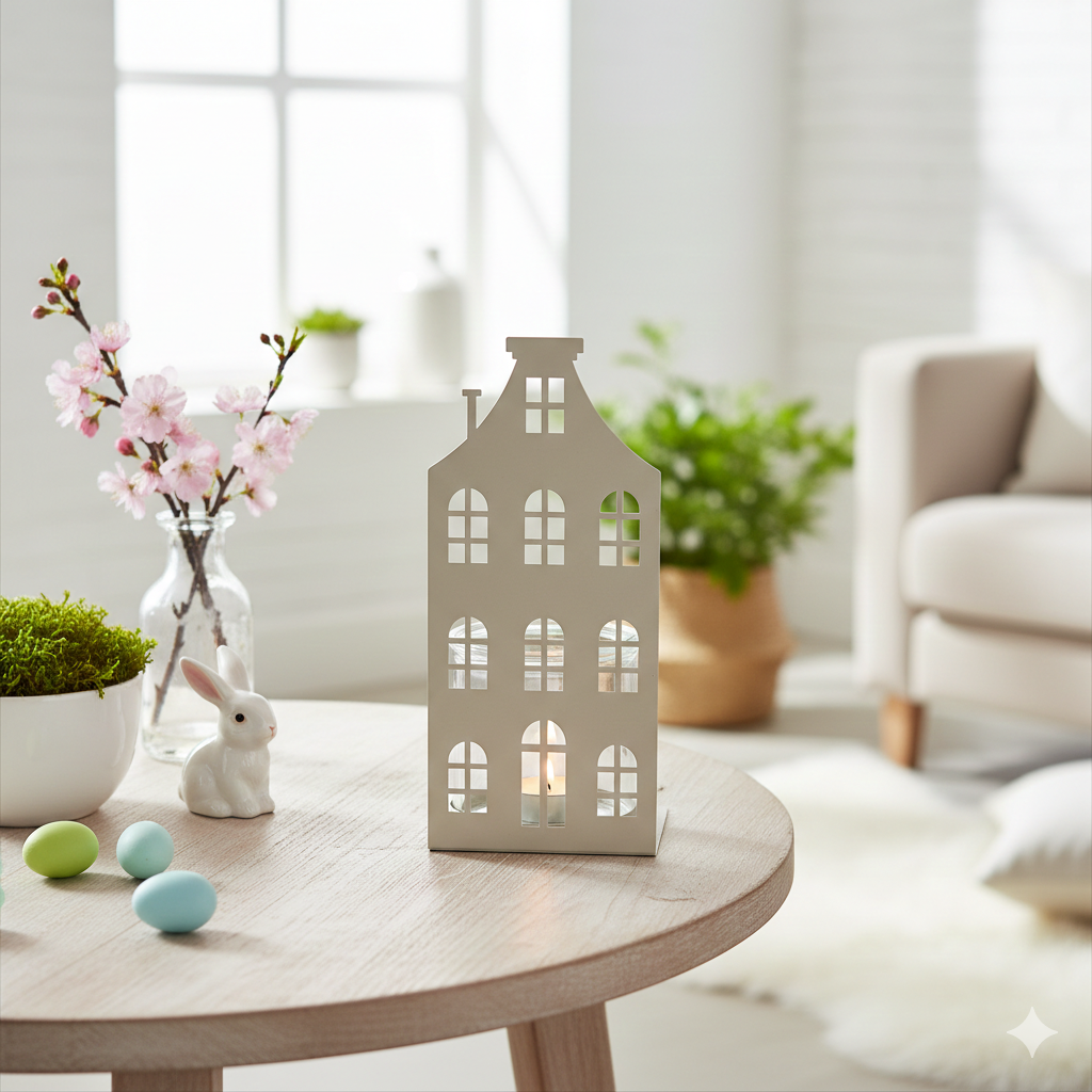 Windlicht Häuserfront mit Glas