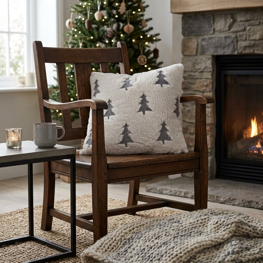 Kuscheliges Dekokissen mit Tannenbaum-Motiv