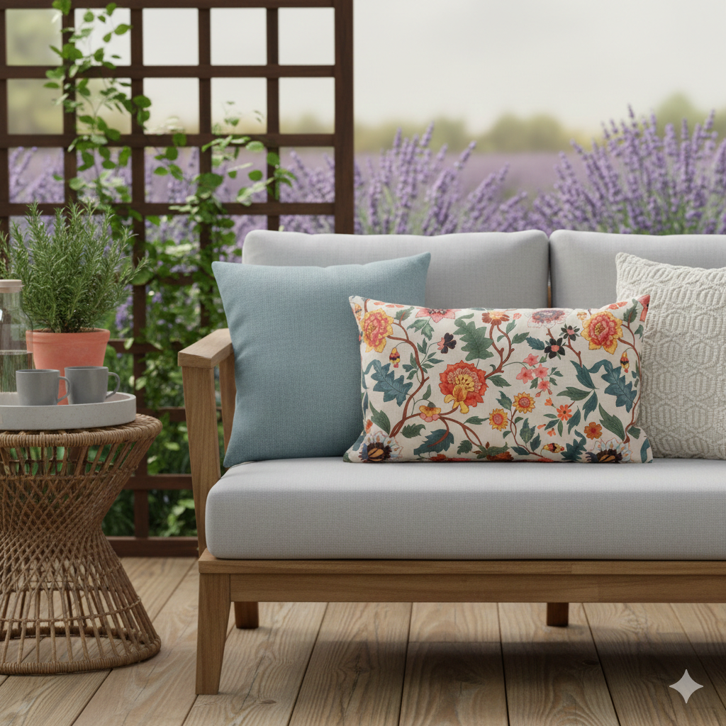 Outdoor-Kissen Vintage Blumen 30x50 cm | Anna`s Collection