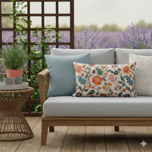 Outdoor-Kissen Vintage Blumen 30x50 cm | Anna`s Collection