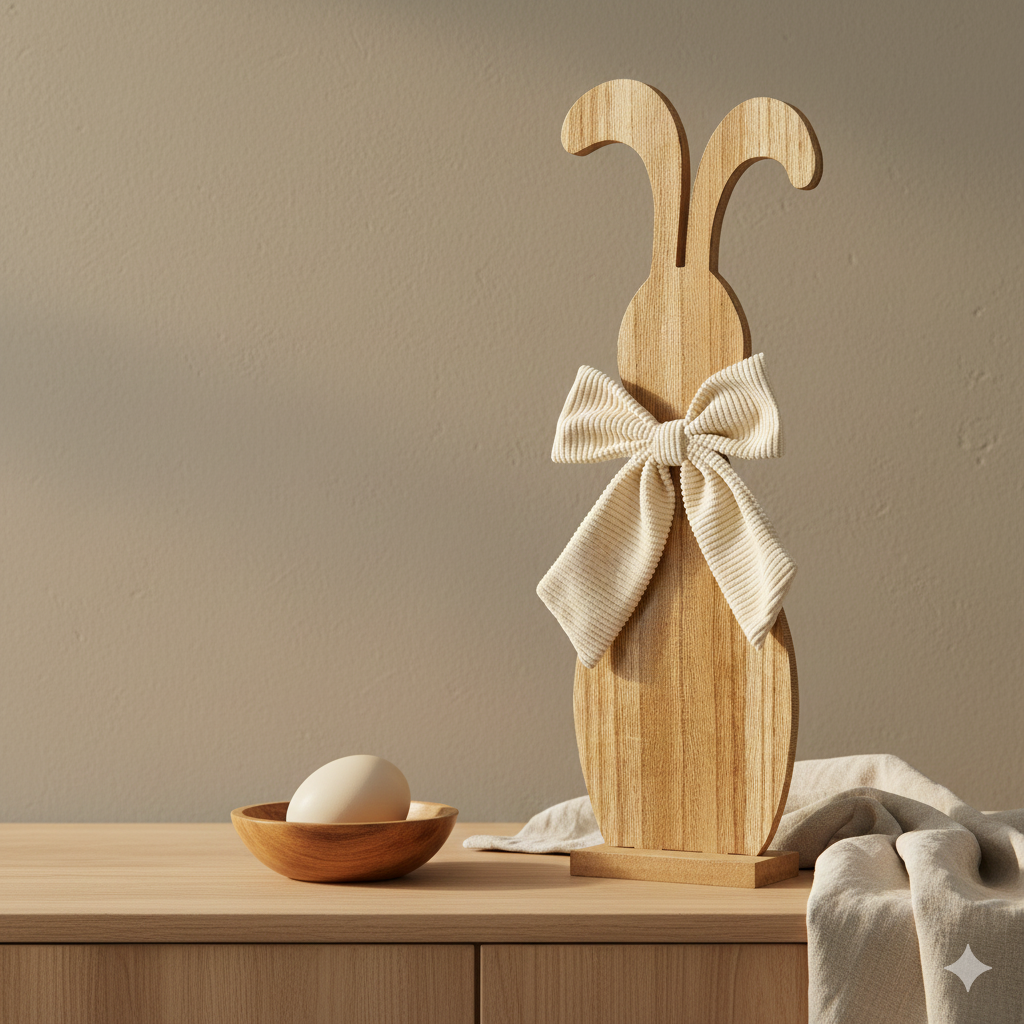 Dekohase aus Holz mit Schleife 40 cm | Boltze Home