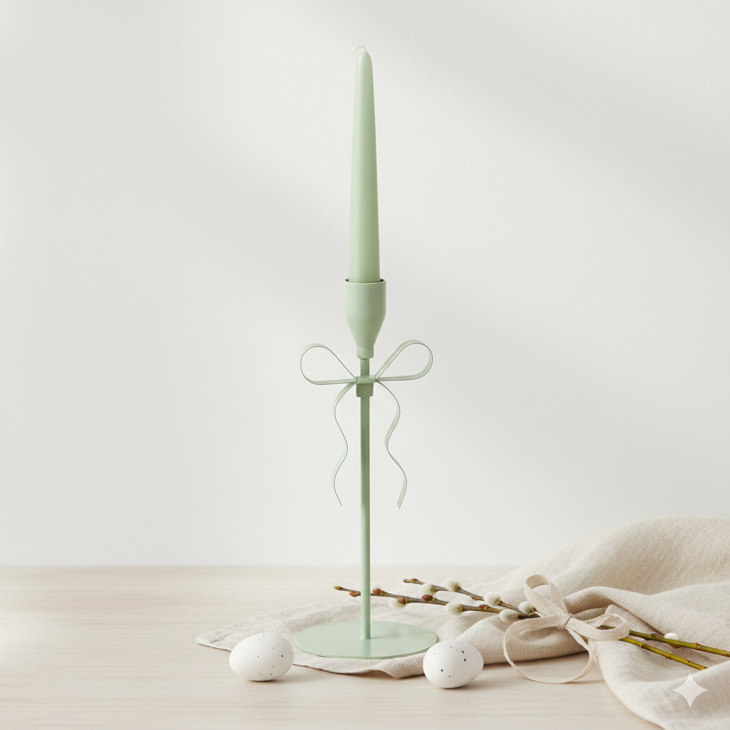Kerzenhalter mit Schleife – Metall, verschiedene Farben | Boltze Home