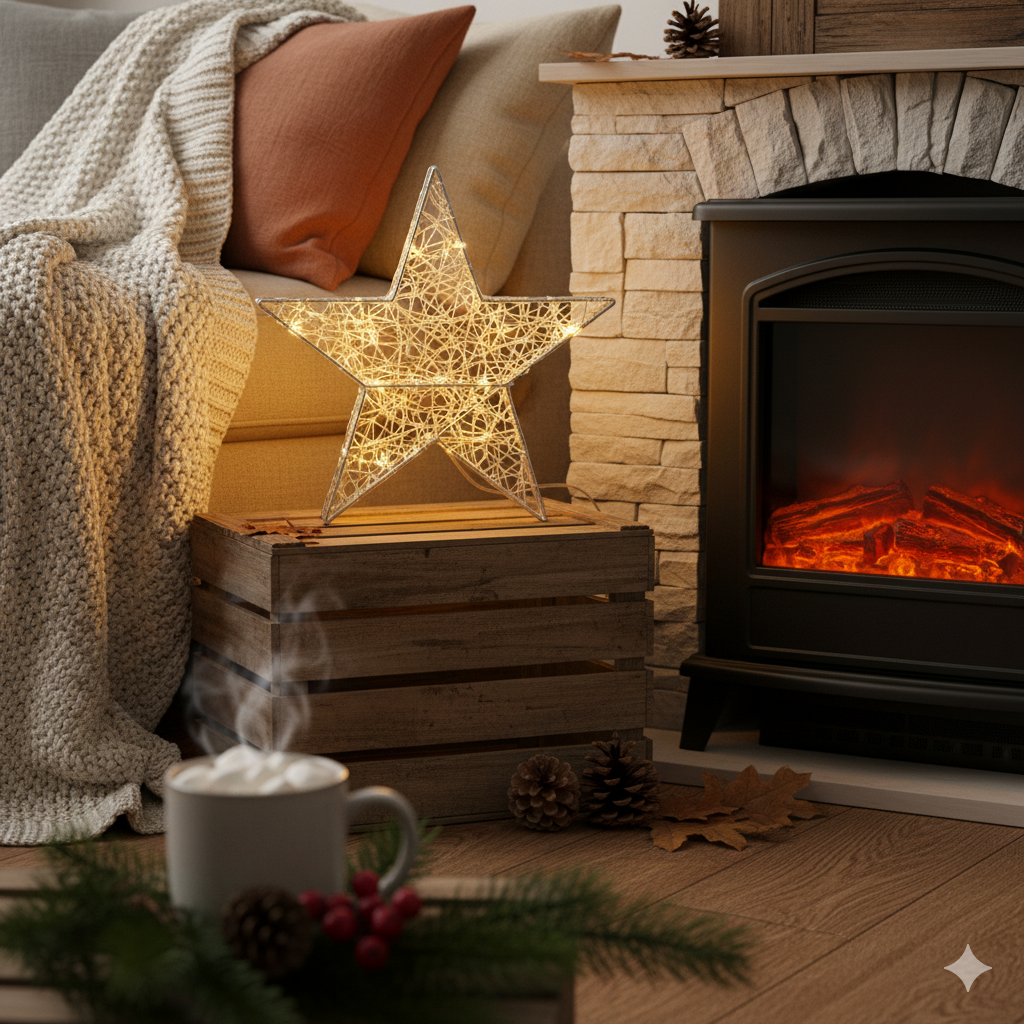 140er LED Stern "blinkend" mit Timer - silber