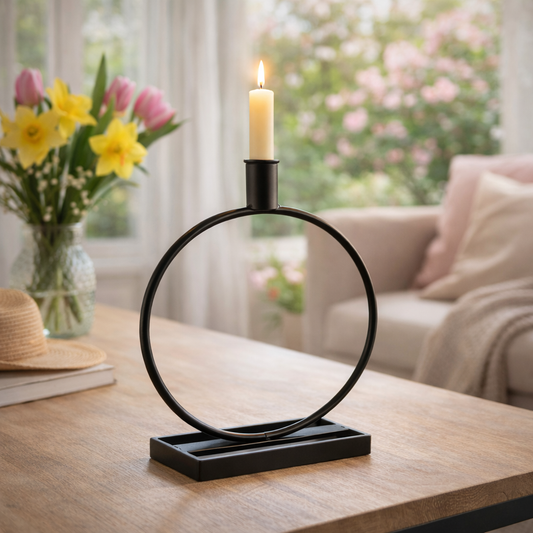 Ring-Kerzenhalter Metall schwarz modern