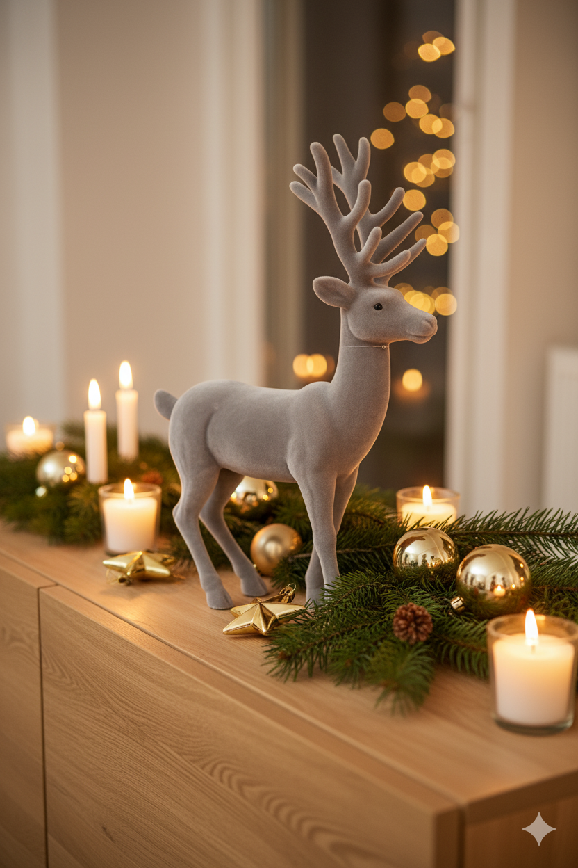 Dekorativer Hirsch mit samtiger Oberfläche