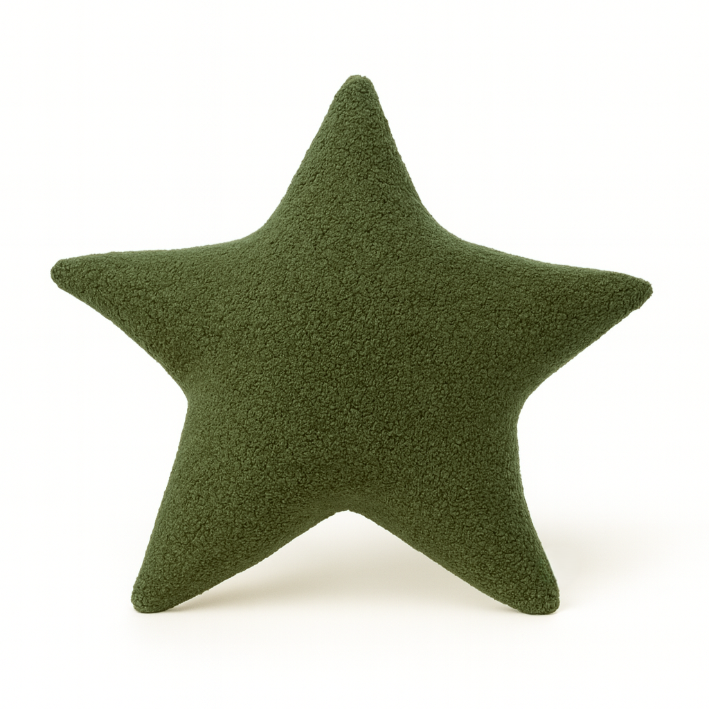 Flauschiges Deko-Kissen in Sternform – dunkelgrün