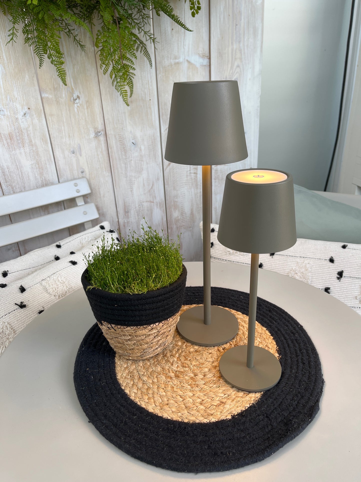 Tischlampe LED matt taupe 36,5 cm | Anna`s Collection