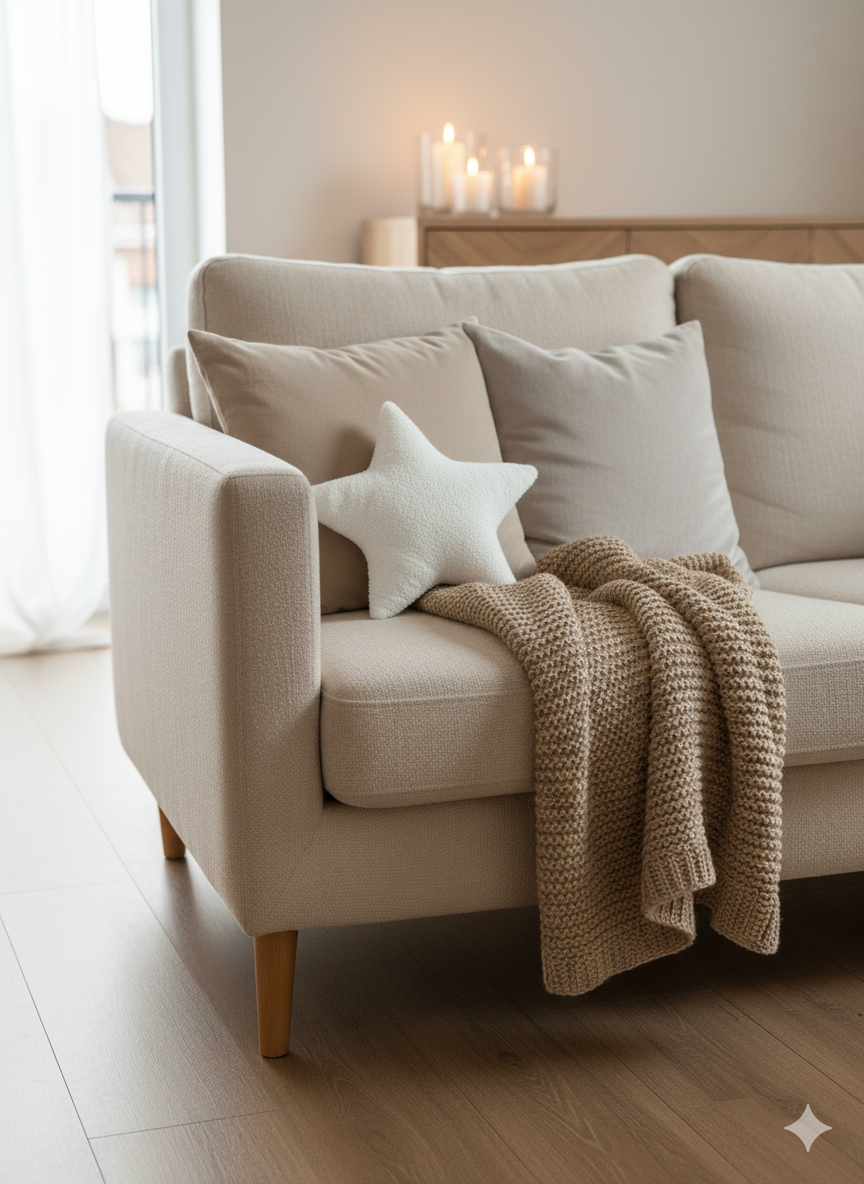 Flauschiges Deko-Kissen in Sternform – weiß